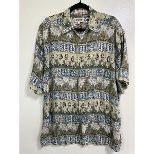 Campia Moda Vintage Men's Hawaiian Aloha Tropical Shirt Hula Dancers Top, Size L